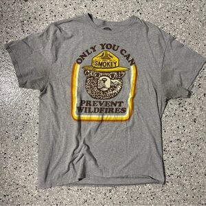 Smokey the Bear Gray Short Sleeve Tee - Prevent Wildfires Graphic